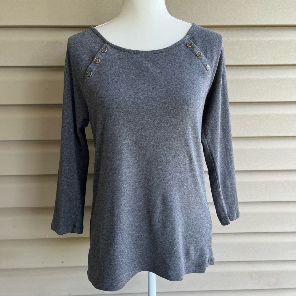 •Talbots•  Three-Quarter Sleeve Button Detail Top - Size Large